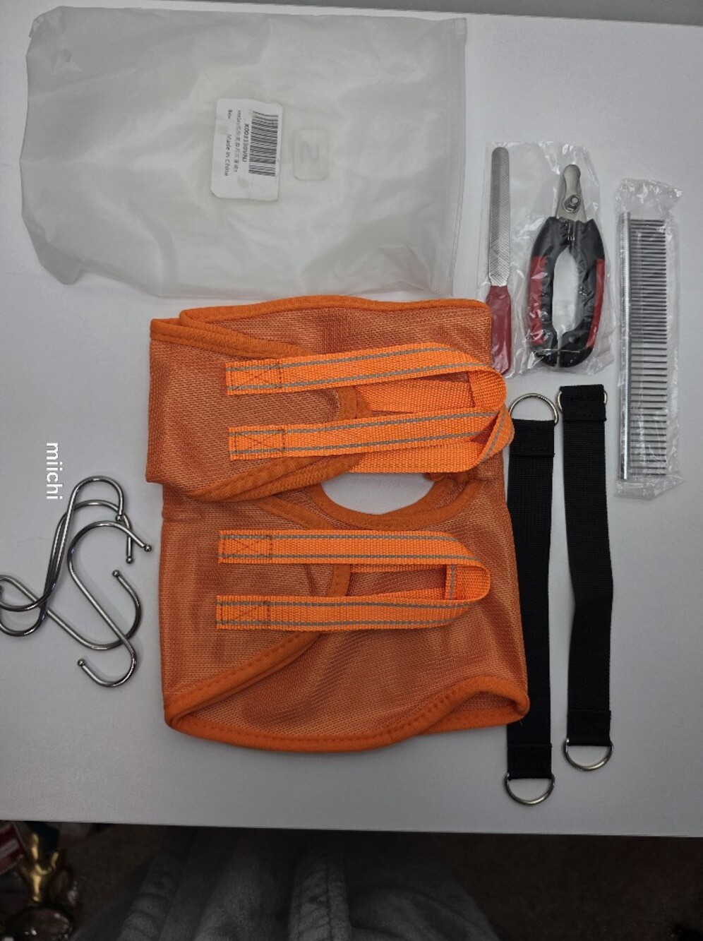 Orange Dog Grooming Harness and Tool Set Size Small